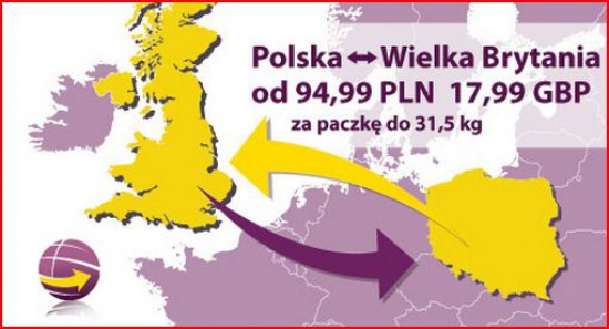 Wyślij paczki do/z Wlk. Brytanii - 94,99zł za 31,5kg!