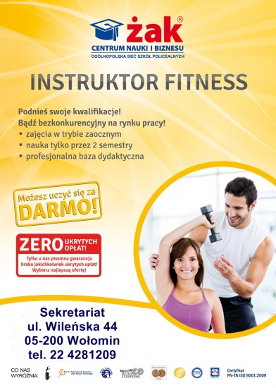 Instruktor fitness – Zimą rozgrzej się na zajęciach w Żaku!  