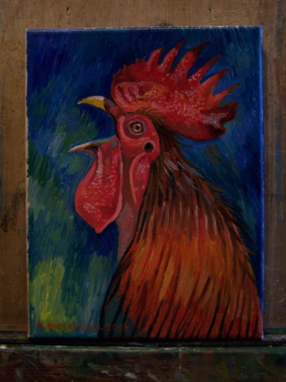 Sprzedam Obraz olejny p.t. Kogut o wymiarach 25 x 33 cm