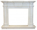 biały kominek marmurowy portal kominkowy z białego marmuru