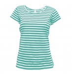 Bluzka koszulka damska z krótkim rękawem w zielone paski