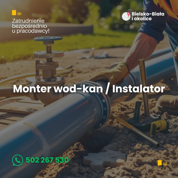 💧 Monter sieci wod-kan / Monter instalacji zewnętrznych (m/k)
