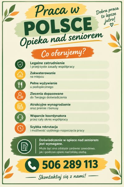 Opiekun seniora – stabilna praca w Polsce