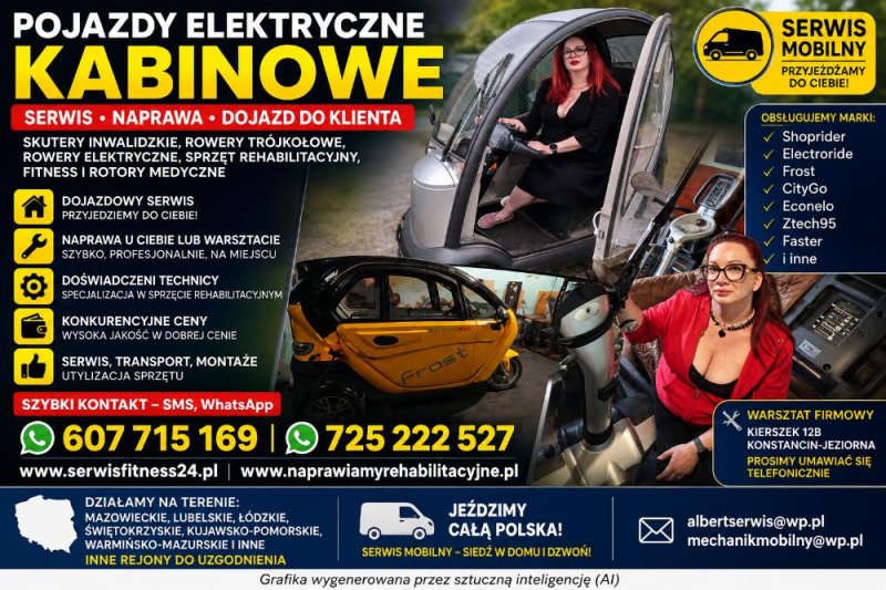 Serwis naprawa skuterów inwalidzkich SHOPRIDER, wózków, rotorów, MOBILNIE / POJAZDY ELEKTRYCZNE KABI