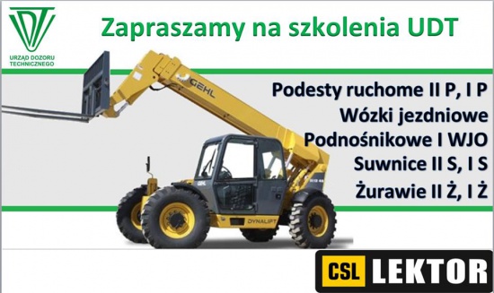 03.10.2016 - Kursy na podesty ruchome,zwyżki,podnośniki koszowe