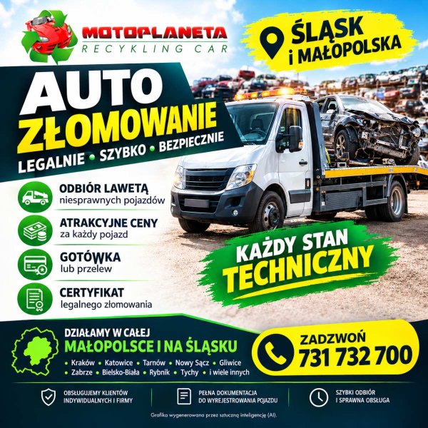 Złomowanie samochodów - AUTO ZŁOM z odbiorem lawetą